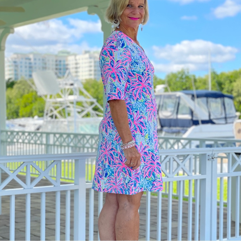 Lulu-B Pink and Aqua Tropical Shift Dress - Picture 4 of 4